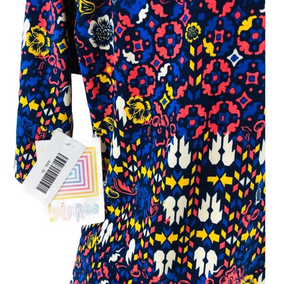 LuLaRoe Dress Multi-print Patterned Floral Sheath Short Sleeve Knee Length XL - Picture 5 of 6